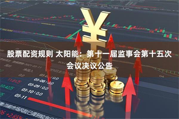 股票配资规则 太阳能：第十一届监事会第十五次会议决议公告